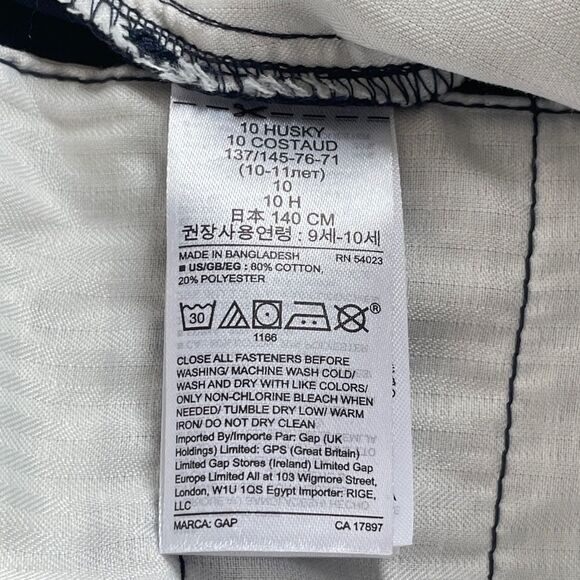 Gap Kids Dressy Uniform Navy Straight Khakis with Washwell Size 10H Husky - Picture 8 of 9